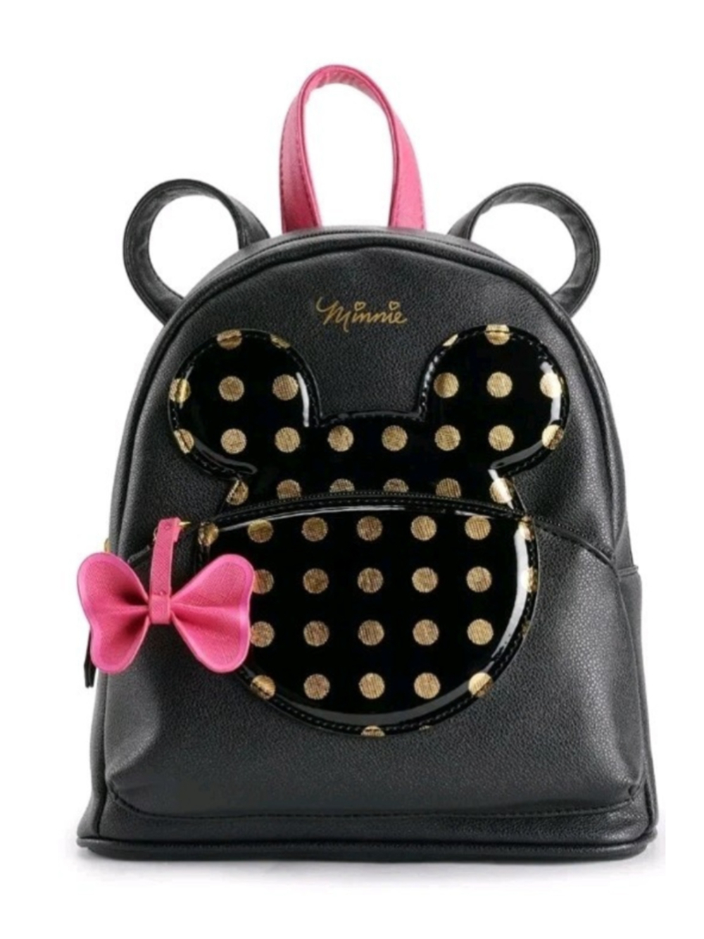 Disney x Dani by Danielle Nicole Minnie Mouse Mini Backpack Pink Bow Black Gold